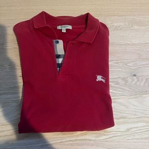 Mens Burberry Red Polo - Large